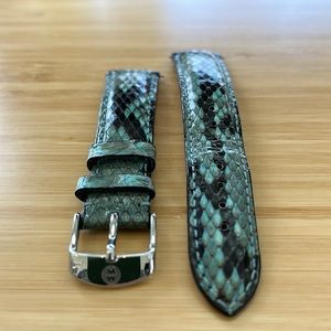 Michele 18mm Turquoise and Black Genuine Python Strap